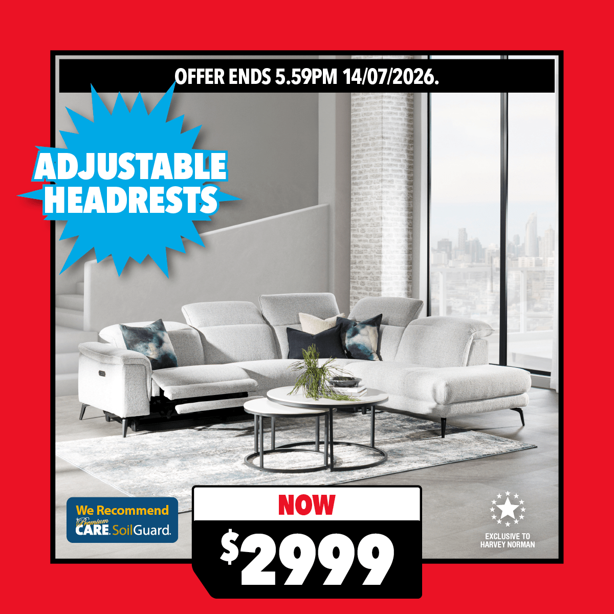 Astra 4-Seater Fabric Electric Recliner Corner Chaise