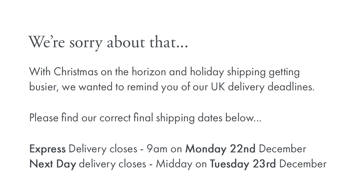 Last minute gifting? Don't miss the delivery deadline!