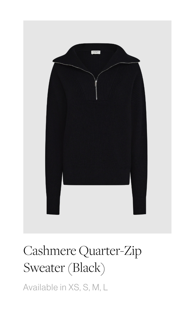 Cashmere Quarter Zip Sweater (Black)