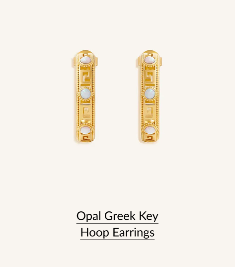 Opal Greek Key Hoop Earrings