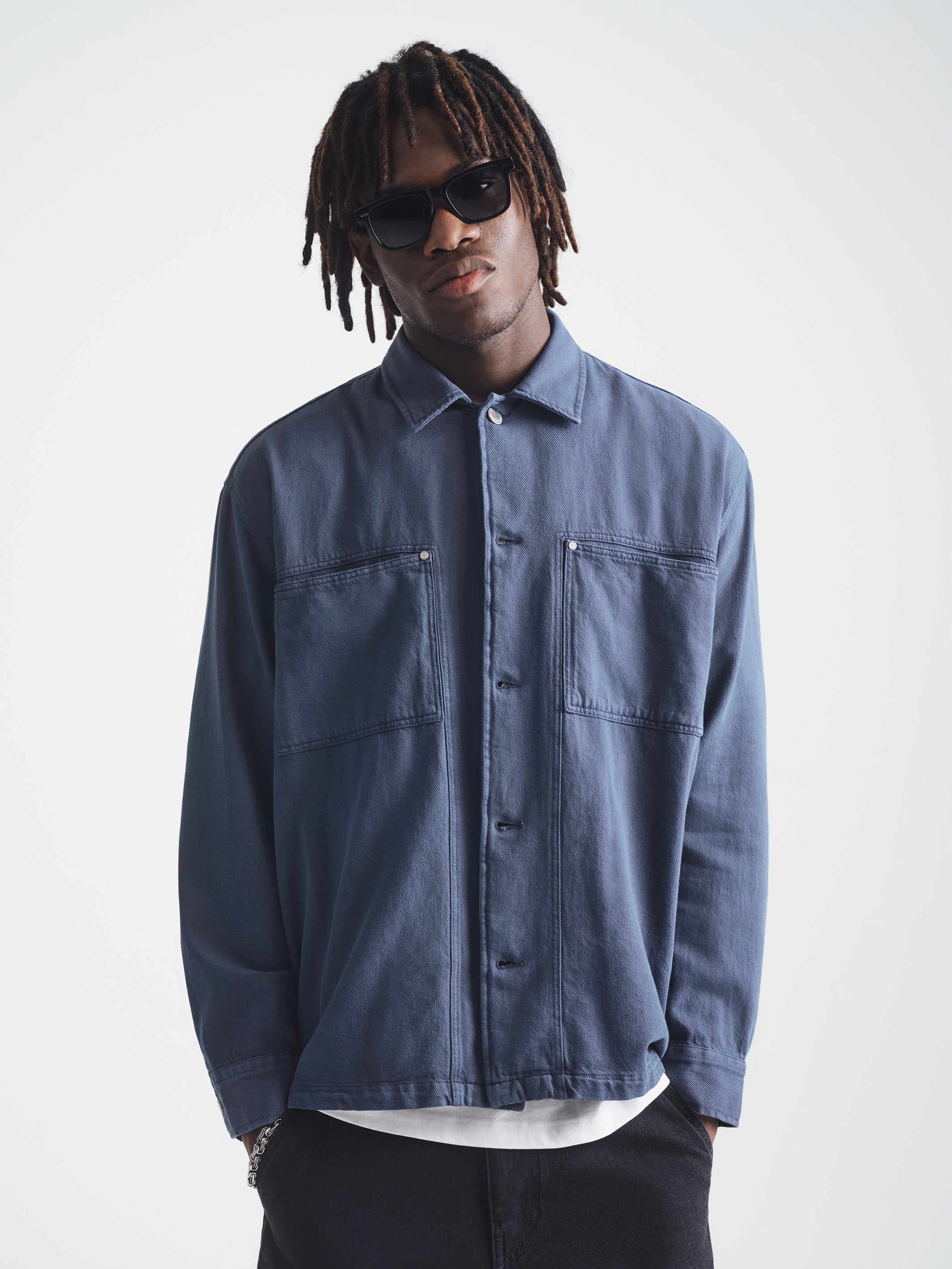 Image of Men's Shacket in Blueberry