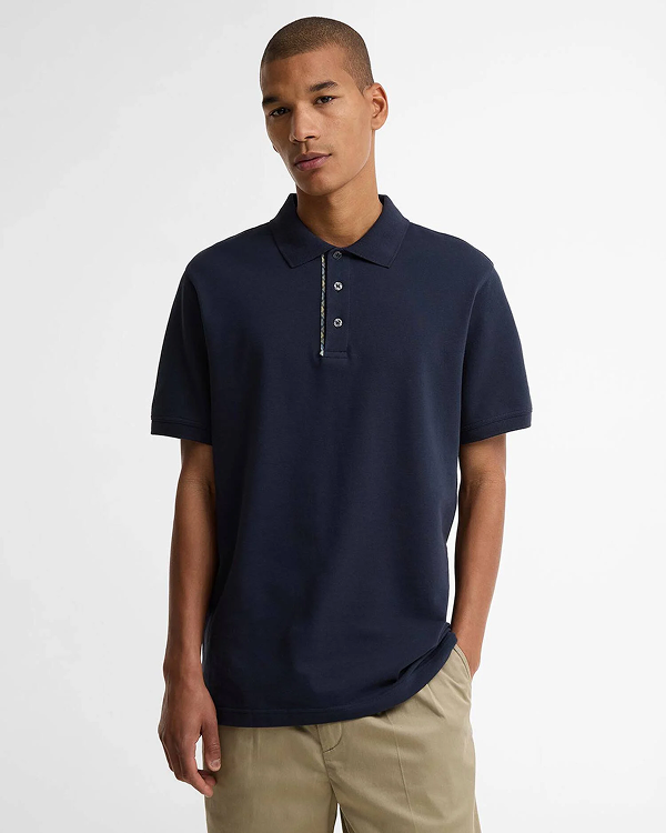 Reston Tartan Trim Tailored Polo Shirt