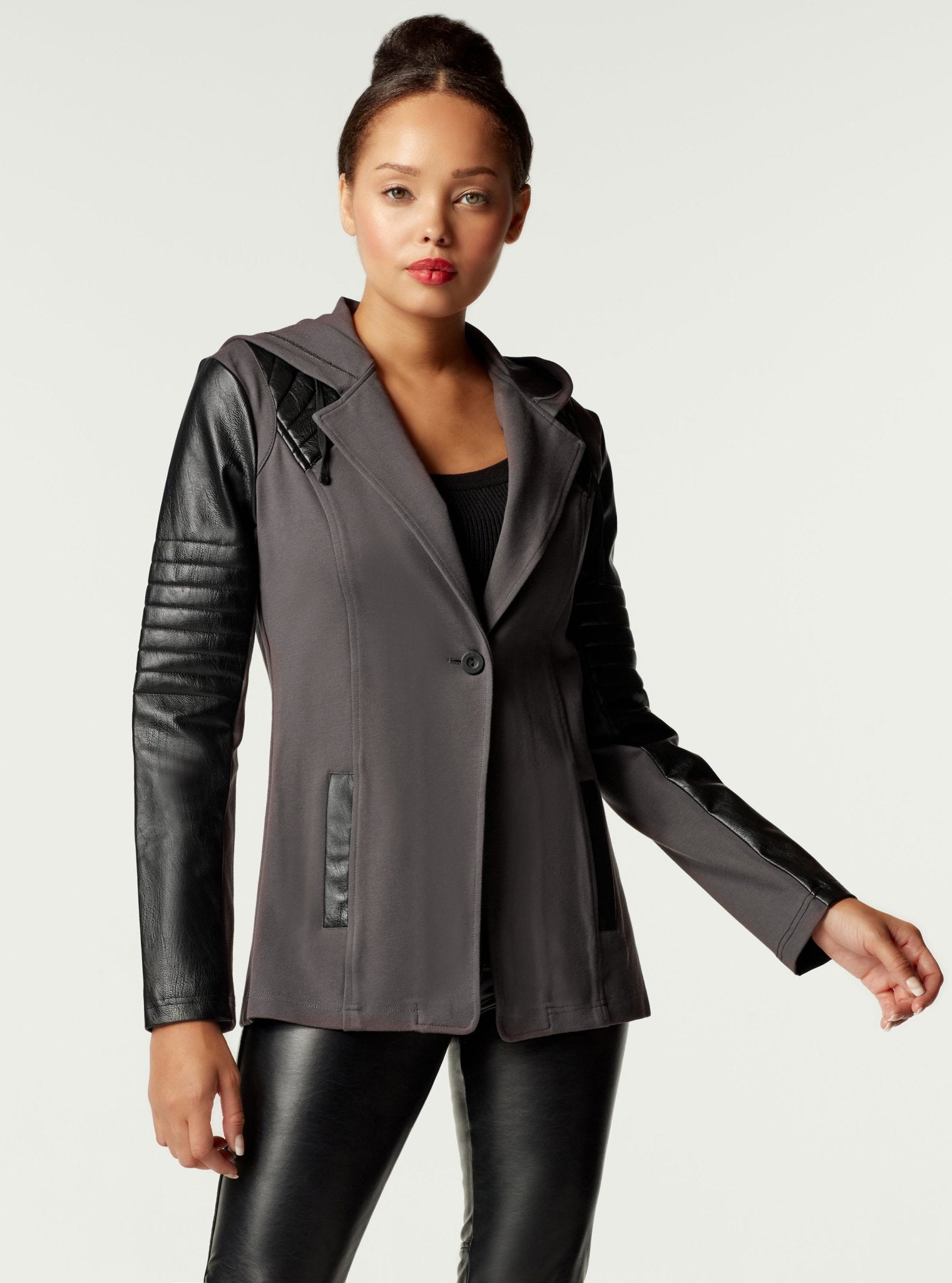 Image of Hooded Blazer - Turbulence (Grey)