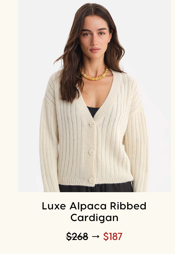 Luxe Alpaca Ribbed Cardigan | Now $187 | Shop Now