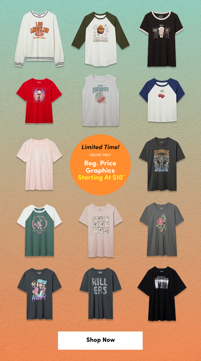 Limited Time Online Only Reg. Price Graphics Starting at $10USD*