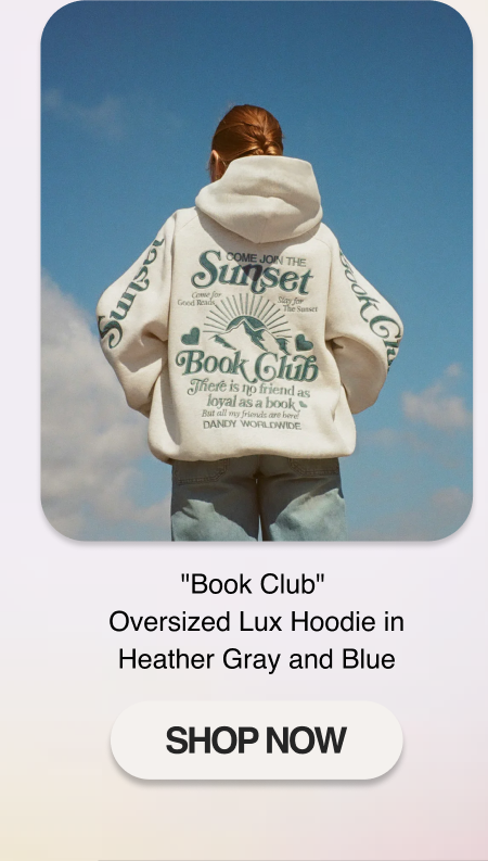 "Book Club" Oversized Lux Hoodie in Heather Gray and Blue