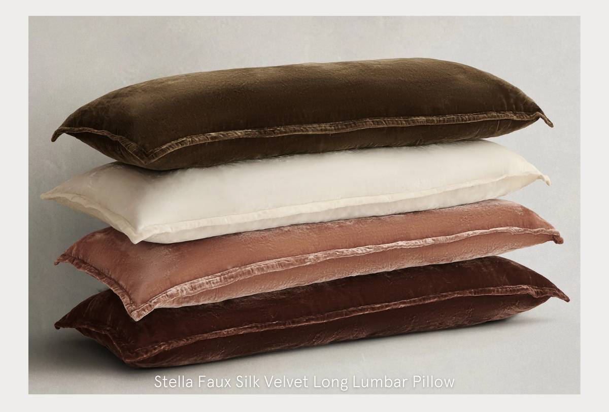 Stella Faux Silk Velvet Long Lumbar Pillow
