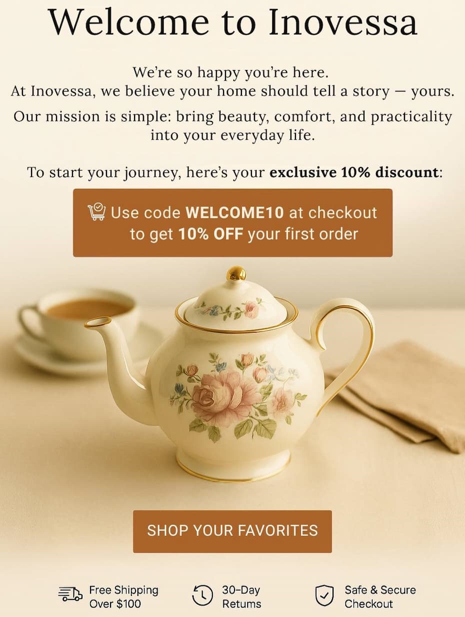 Welcome to inovessa - Welcome discount code 10% off- Code WELCOME10