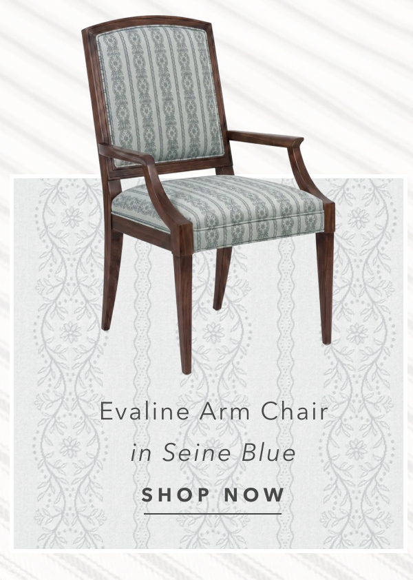 Evaline Seine Blue Stripe Dining Arm Chair