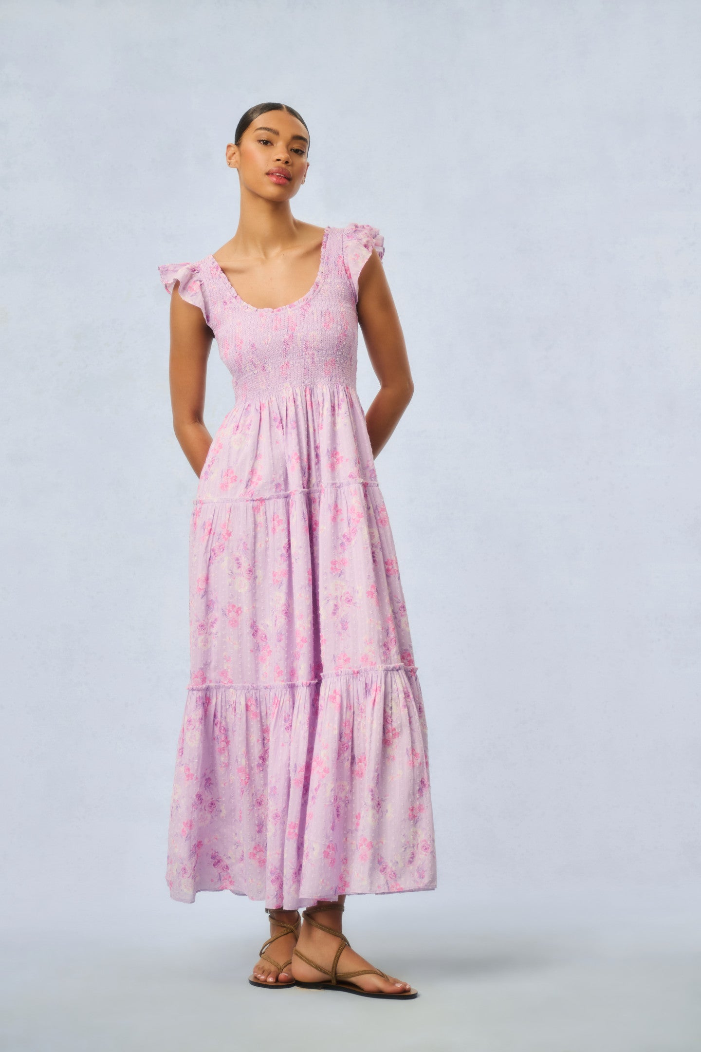 Image of Chessie Heirloom Print Cotton Maxi Dress