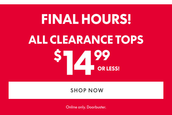 Clearance Tops $14.99 or less
