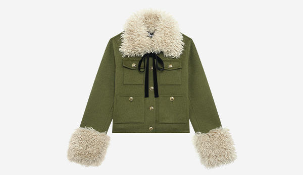 Blouson col sherpa kaki