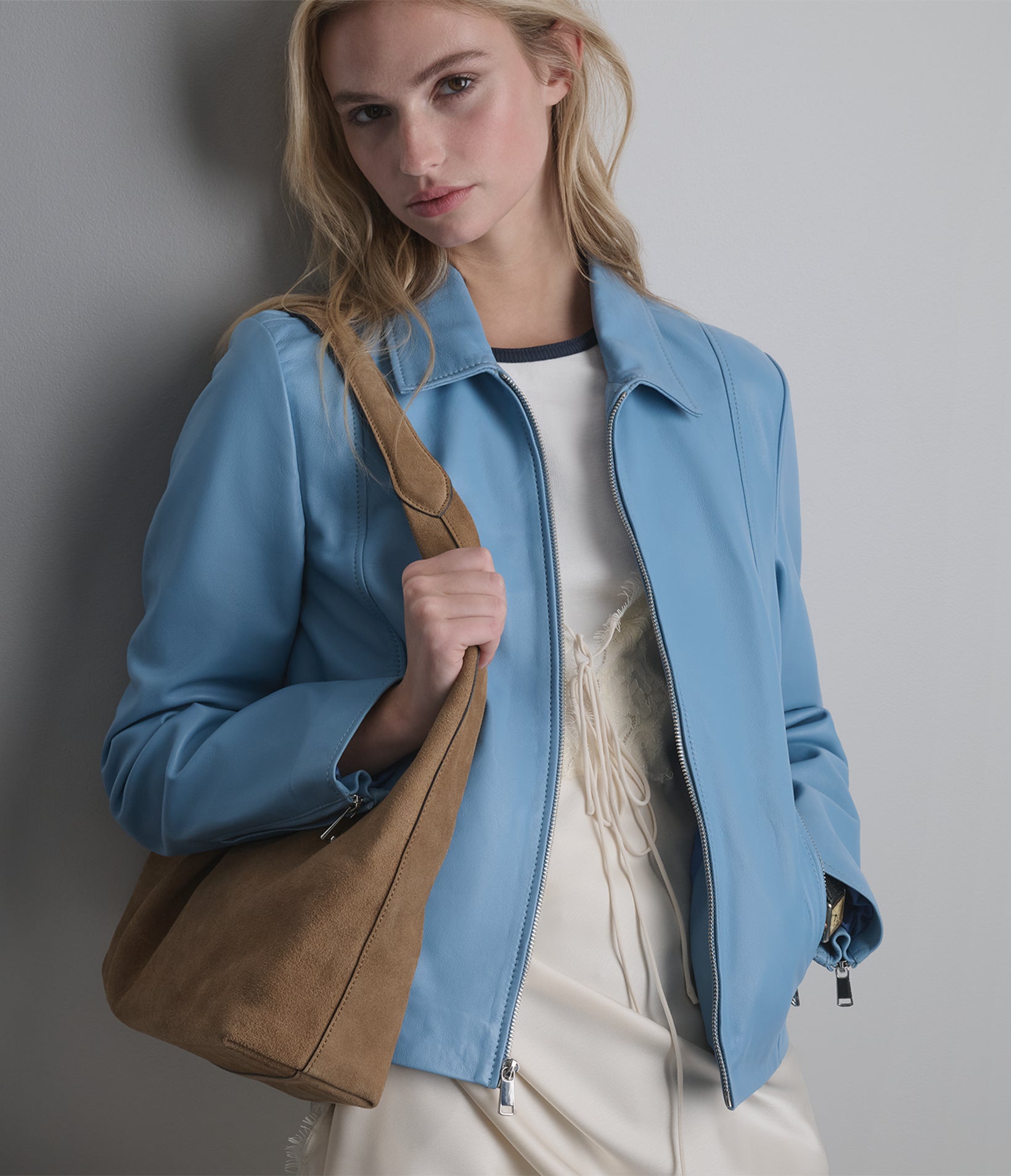 Image of Justine Shirt Collar Zip Jacket
