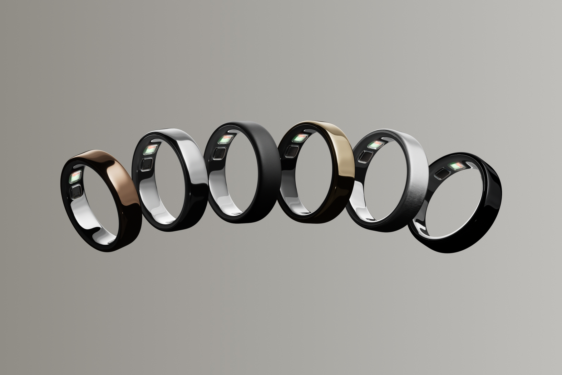 6 Oura Ring 5s in different colors