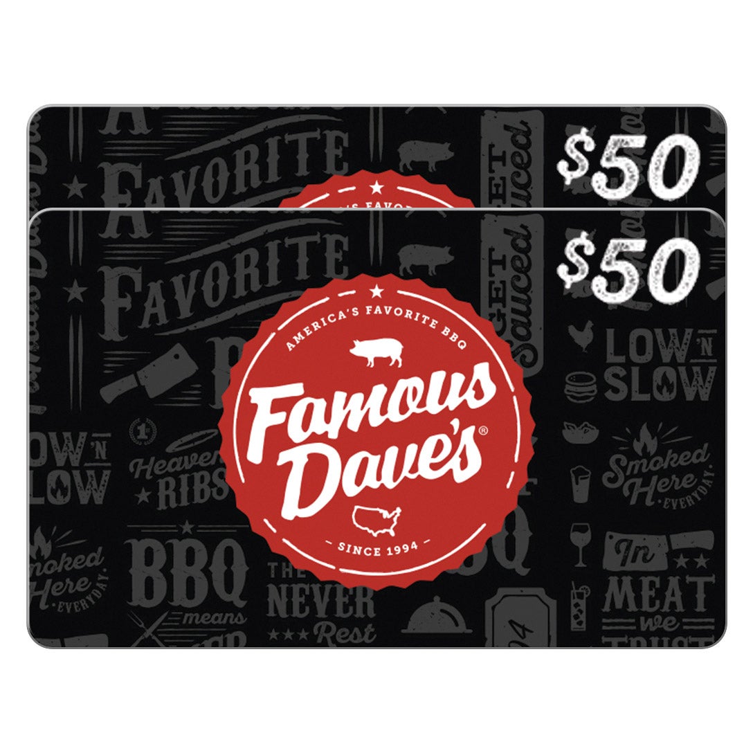 Famous Dave's Two Restaurant $50 eGift Cards ($100 Value)