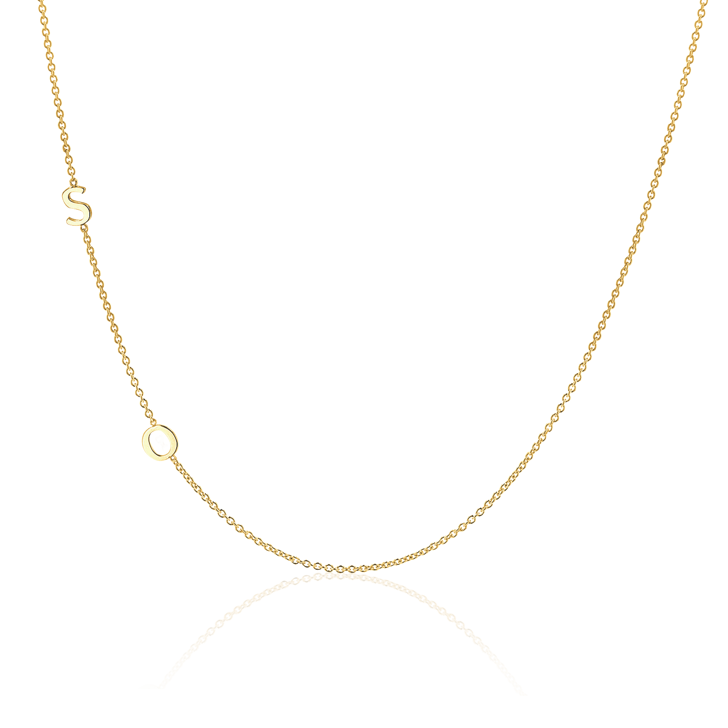 Image of 14K Gold Asymmetrical Multi Initial Necklace