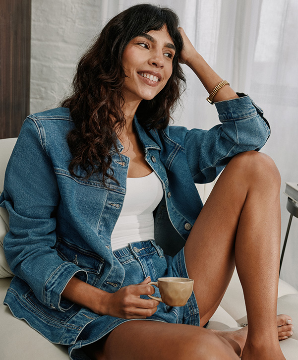 STRETCH DENIM JACKET MID BLUE