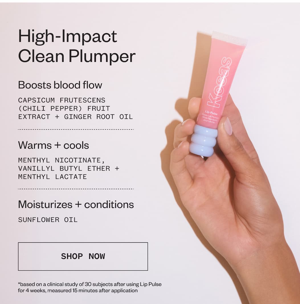 New Lip Pulse improves lip plumpness + volume up to +58%* with a satisfying warming-cooling tingle.