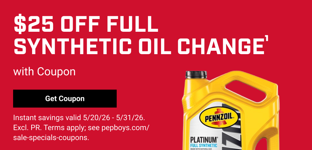 $25 OFF FULL SYNTHETIC OIL CHANGE WITH COUPON(1)
