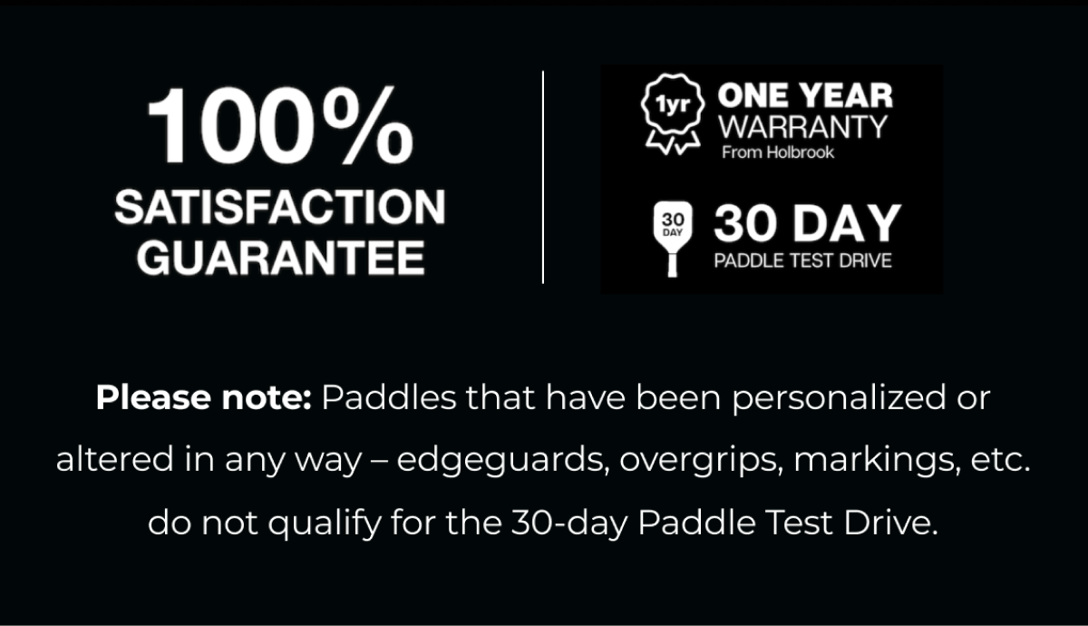 100% Satisfaction Guarantee, One Year Warranty, 30 Day Paddle Test Drive