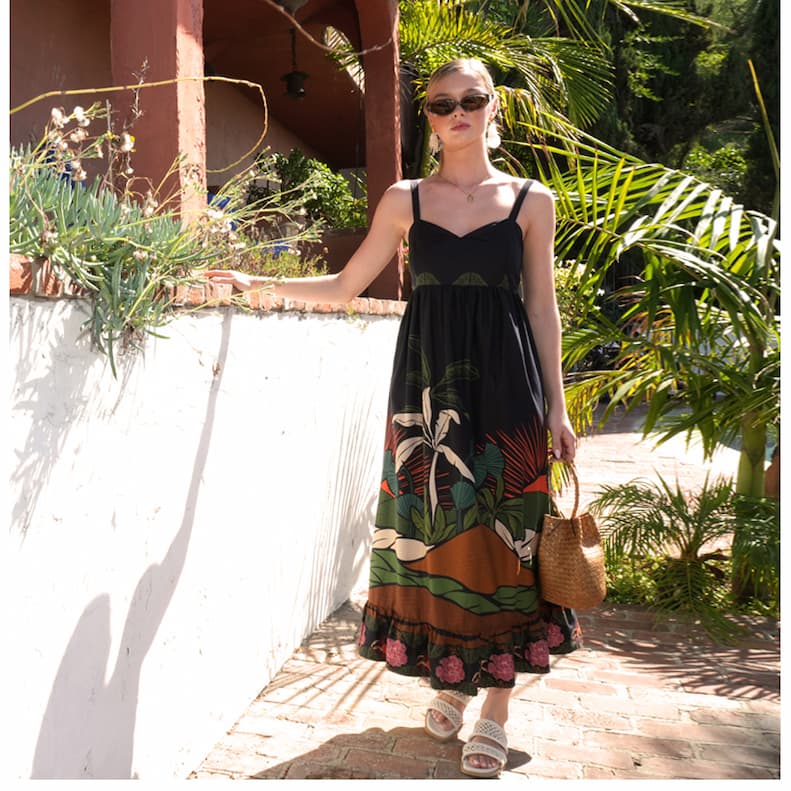Leah Ruffled Baby-Doll Maxi Dress