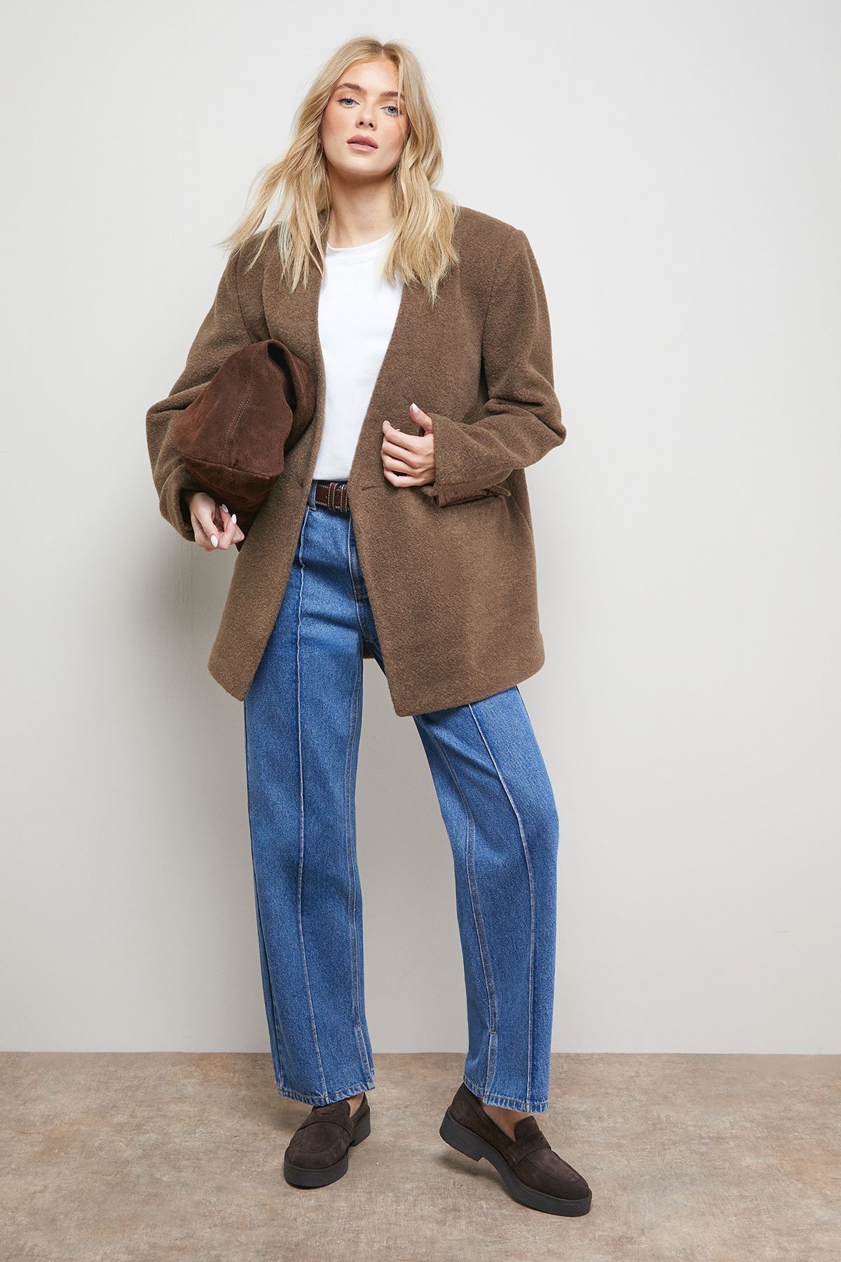 Collarless Blazer Coat