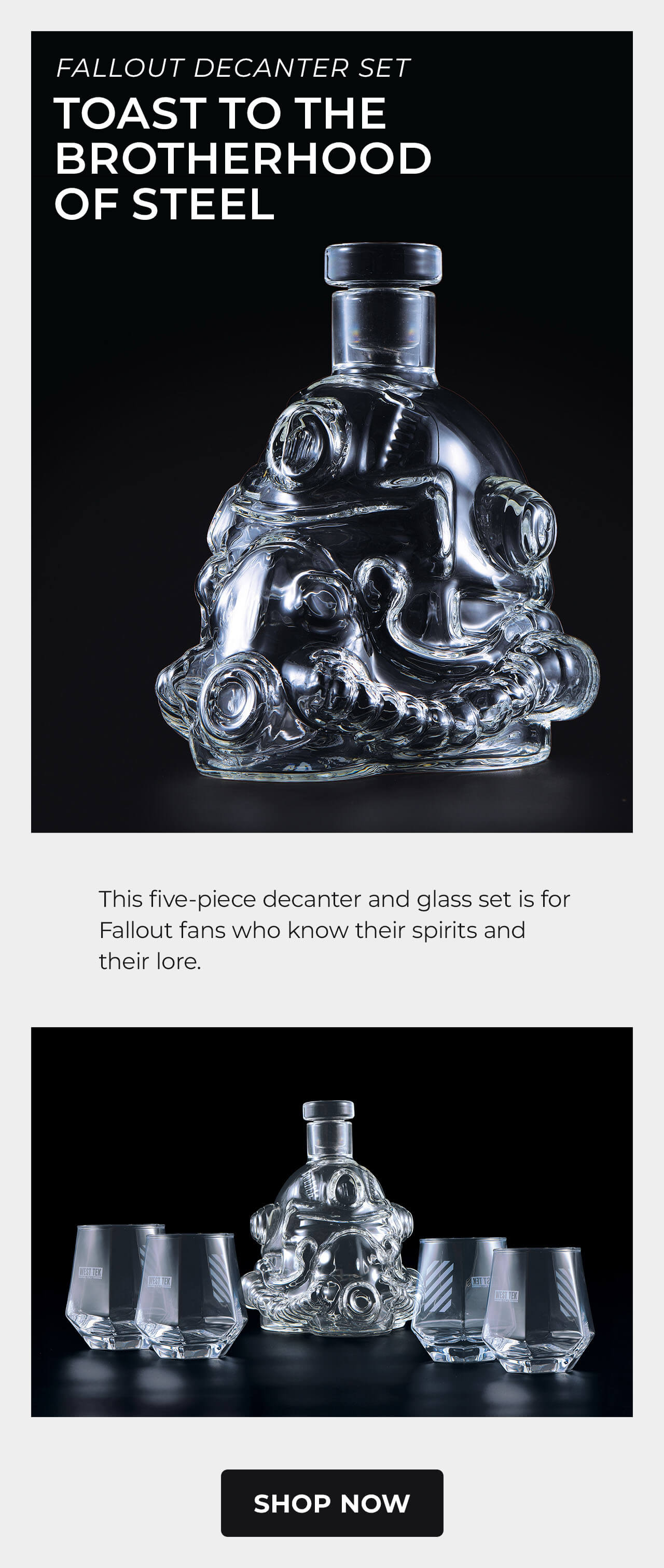 Fallout 5-Piece Whiskey Decanter Set With Glasses