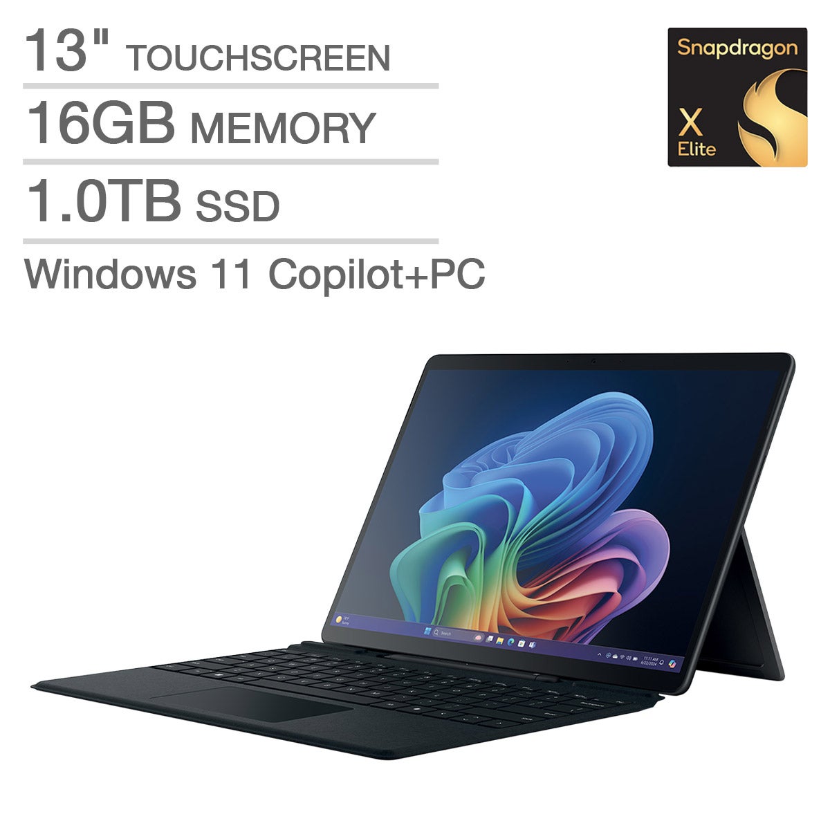 Microsoft Surface Pro Copilot+ PC Bundle - 13-inch OLED PixelSense Flow, Touchscreen, Qualcomm Snapdragon X Elite (12-Core) Processor, Graphite