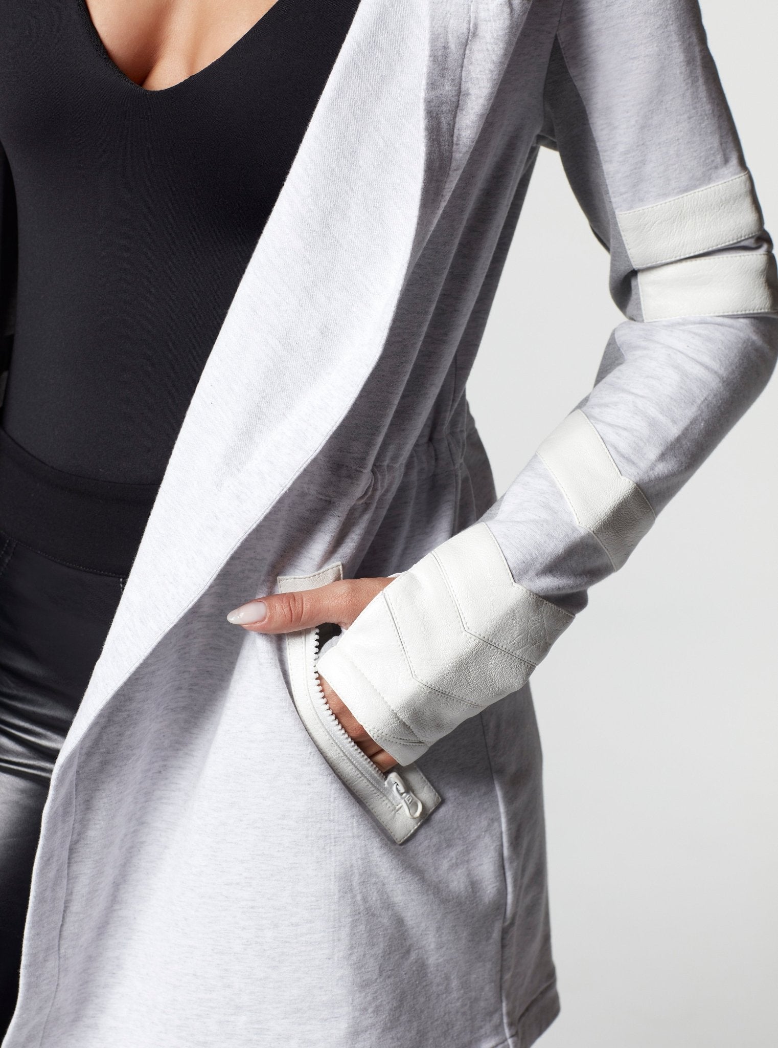 Image of Maitri Stretch Wrap Traveller Jacket with Vegan Trim and Silk Hood FINAL SALE