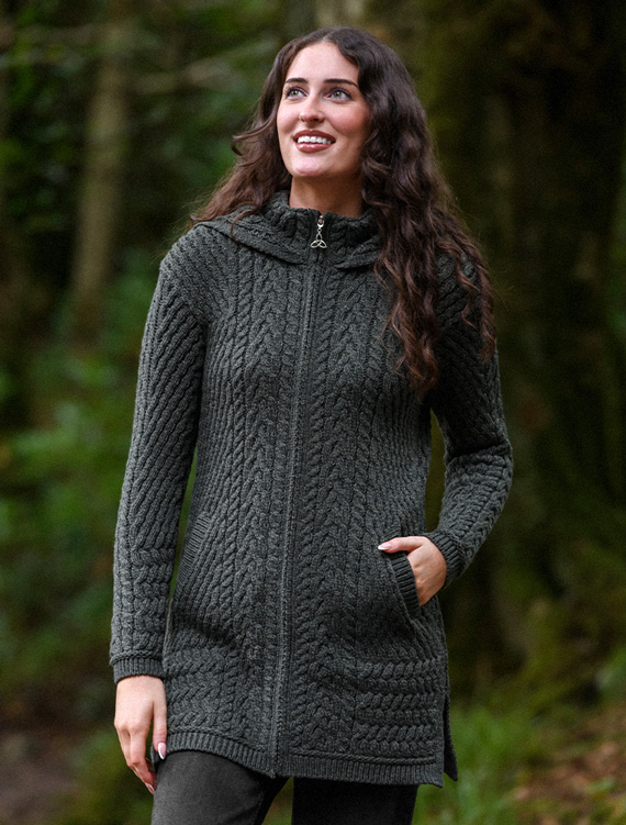 Merino Hooded Aran Coat