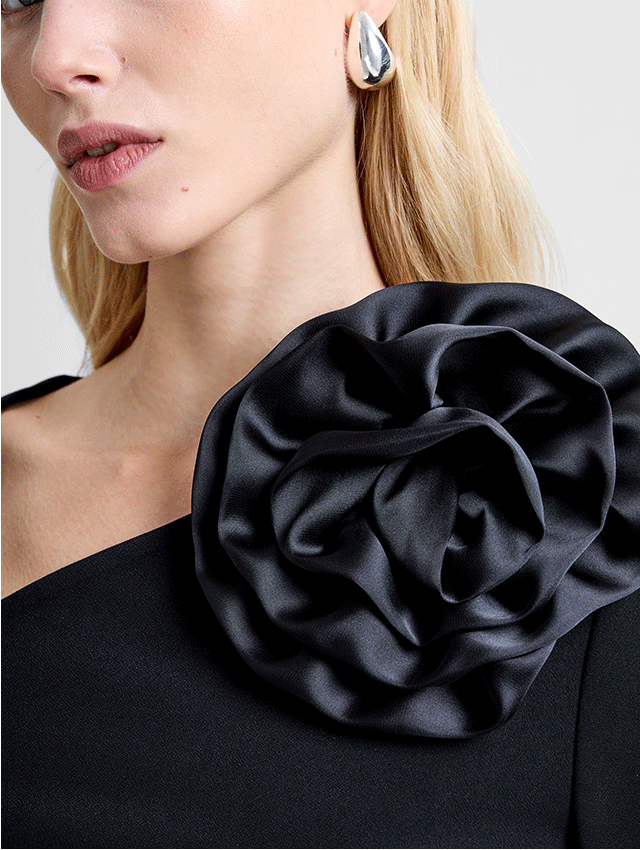 Valetta Jersey Long Sleeve Rosette Top