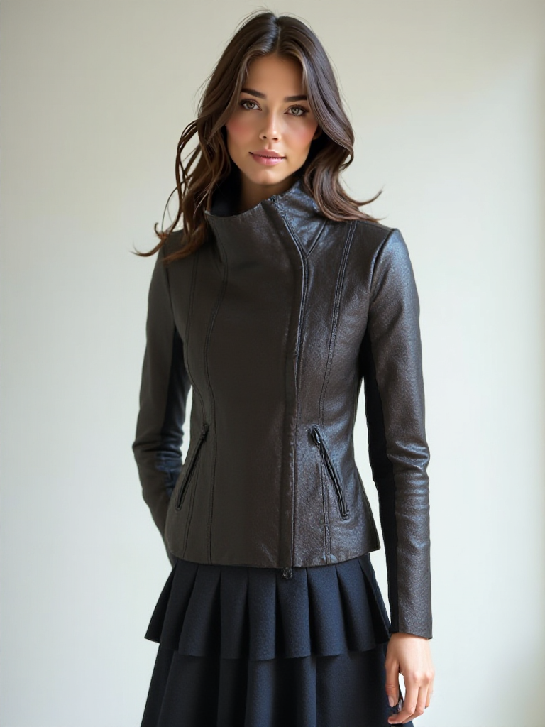 Image of Funnel Neck Moto Jacket - FINAL SALE