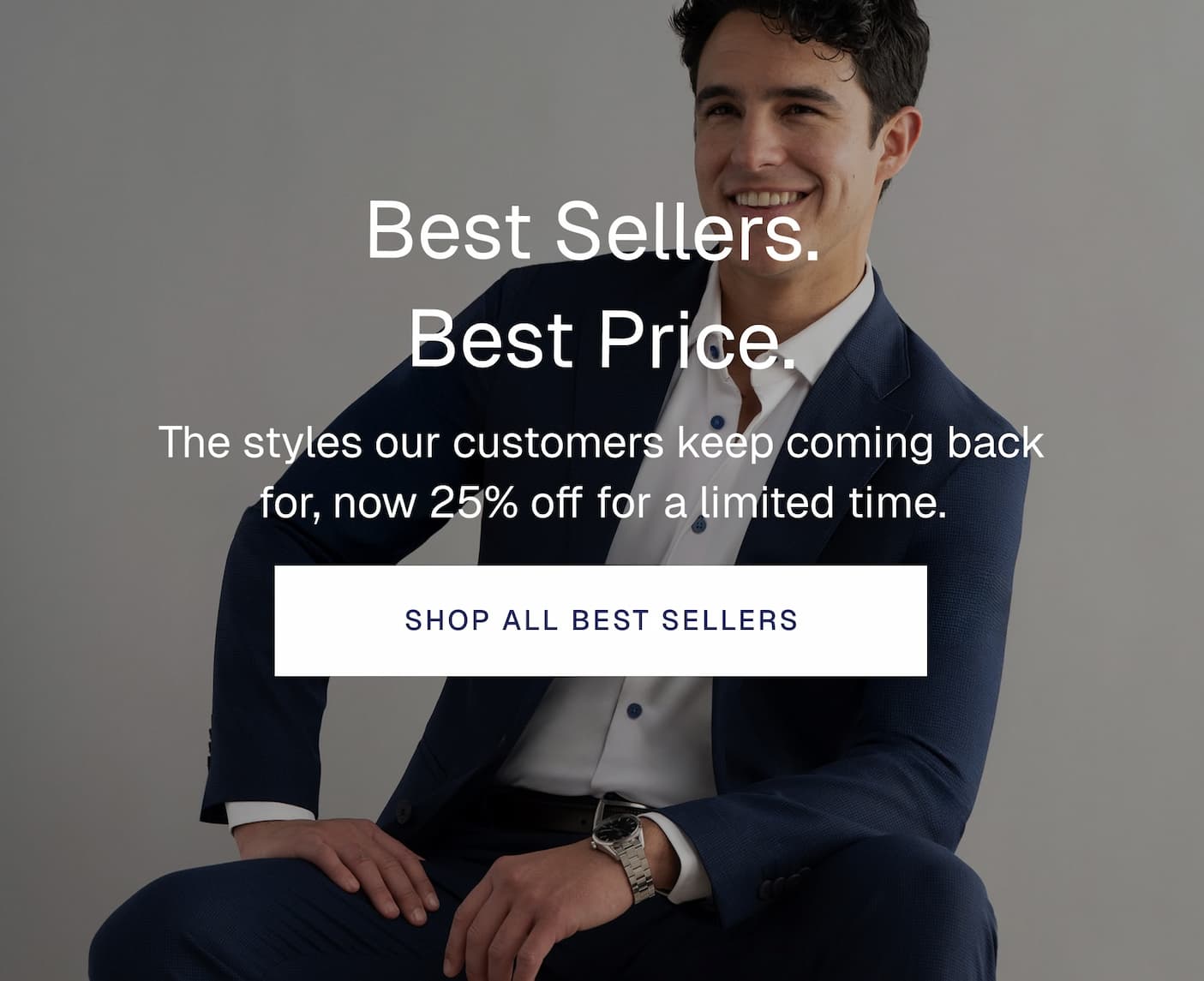 an image of a man in a suit sitting on a chair with the words best sellers best price