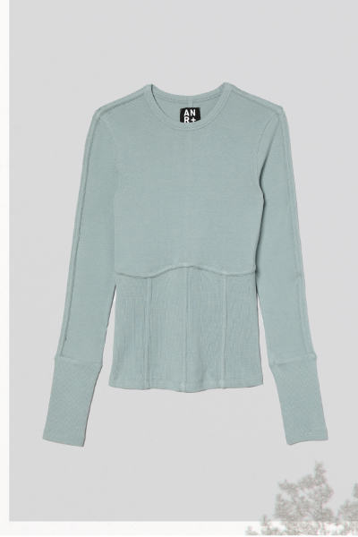 Layne Longsleeve Crew in Silver Blue