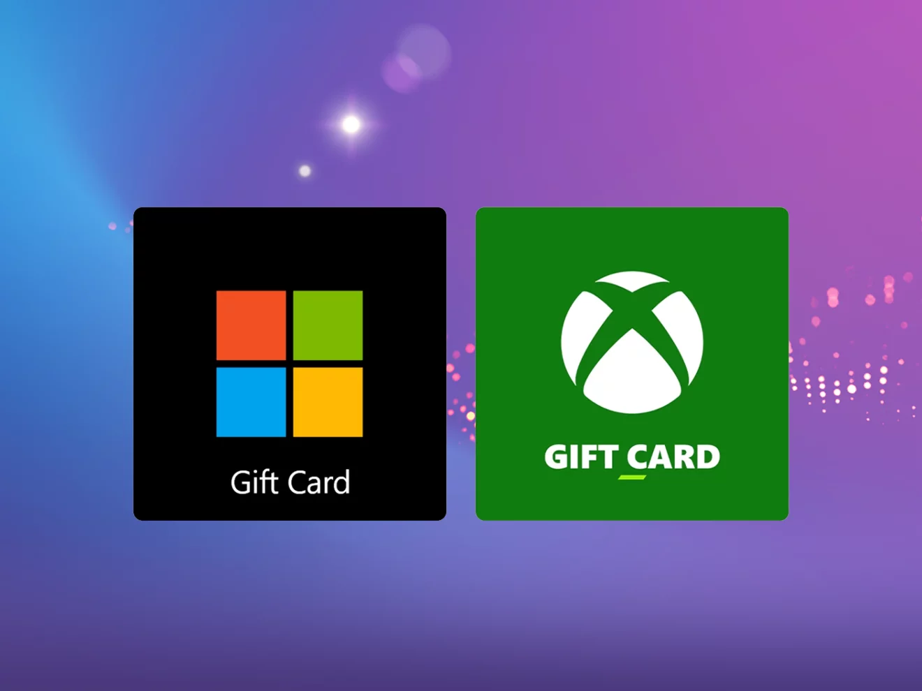Microsoft and Xbox Gift Cards.