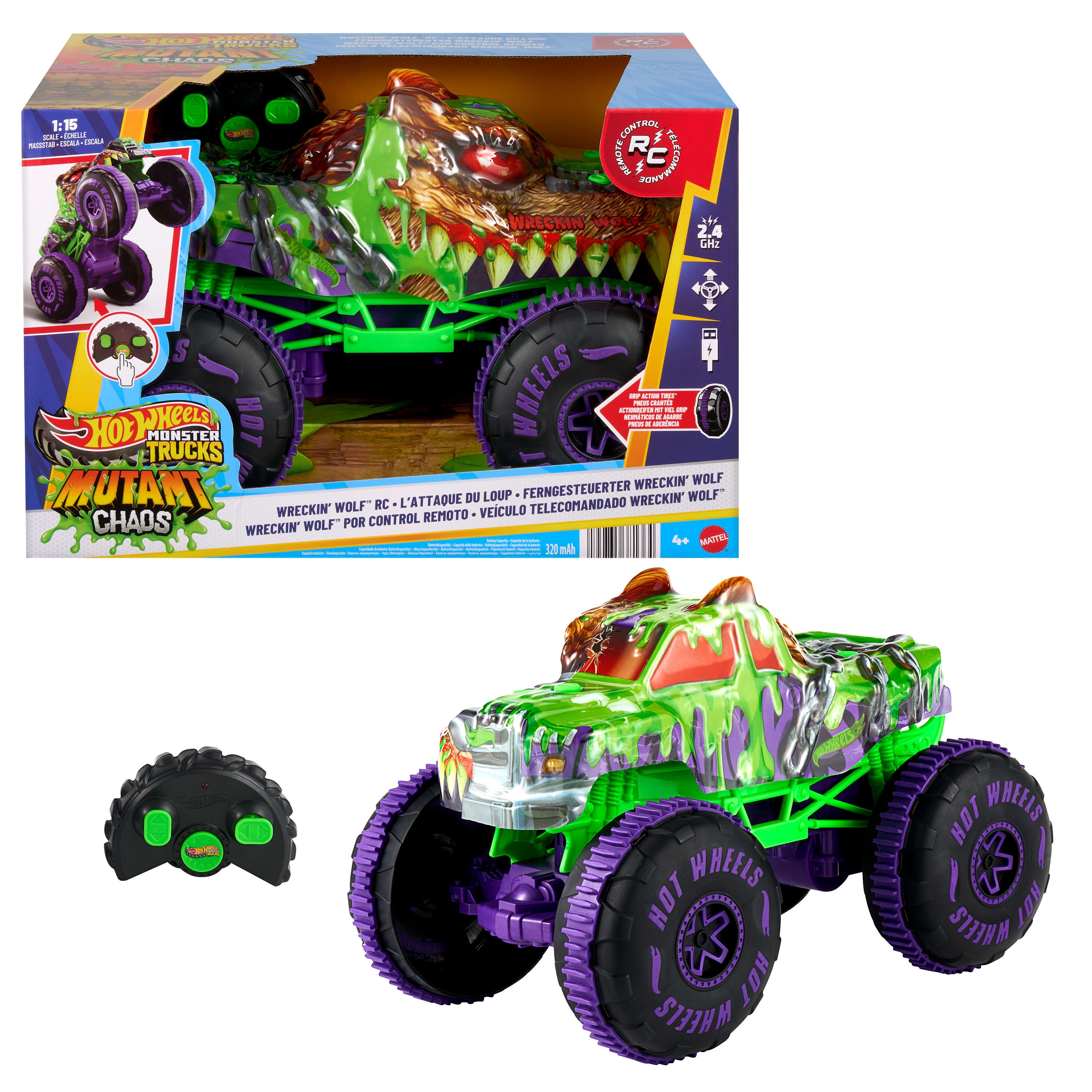 Image of Hot Wheels Monster Trucks Wreckin’ Wolf RC