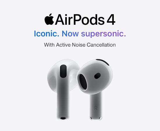Apple airpods 4 iconic. now supersonic. with active noise cancellation