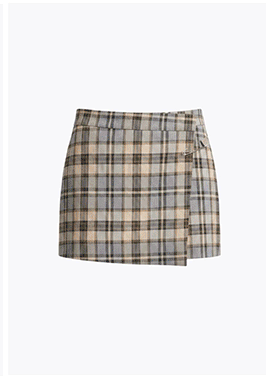 Plaid Mid-Rise Wrap Skort
