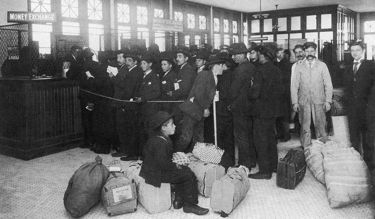 People arrive at Ellis Island.
