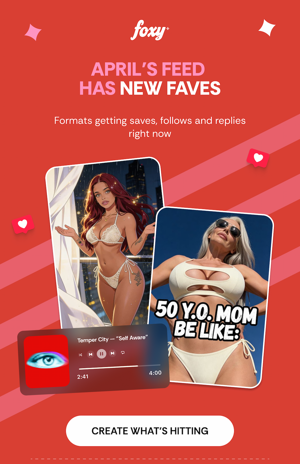 April's feed has new faves. Formats getting saves, follows and replies right now.