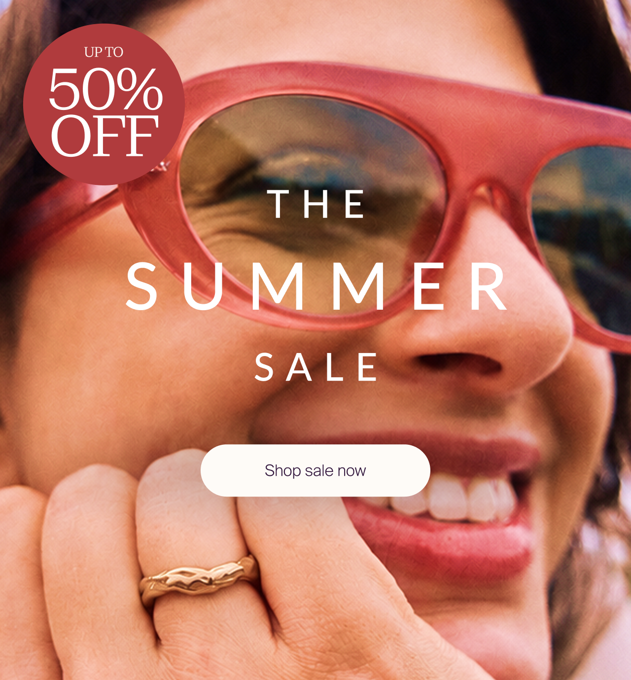 The summer sale. Up to 50% off. Shop sale now