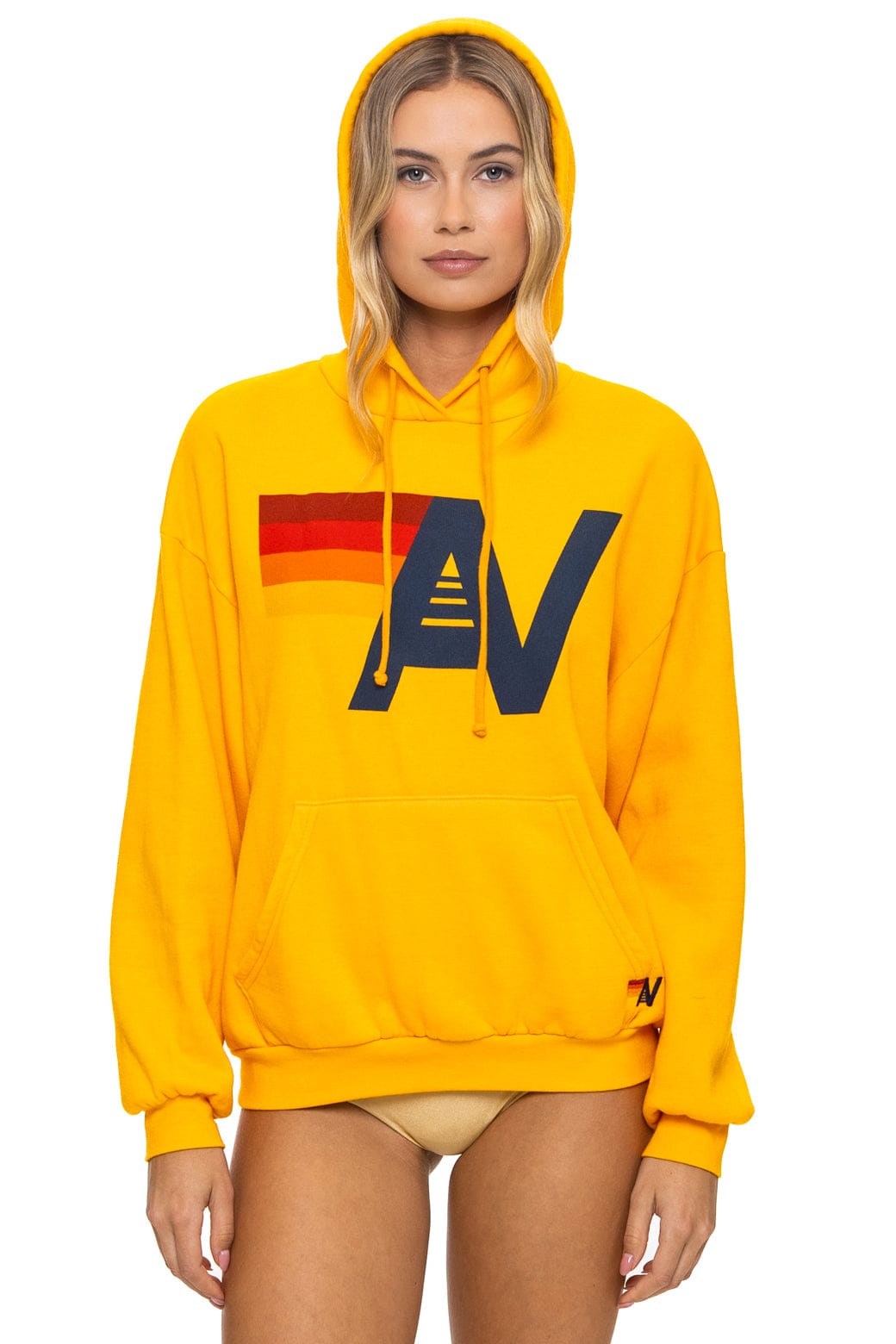 Image of LOGO PULLOVER RELAXED HOODIE - GOLD