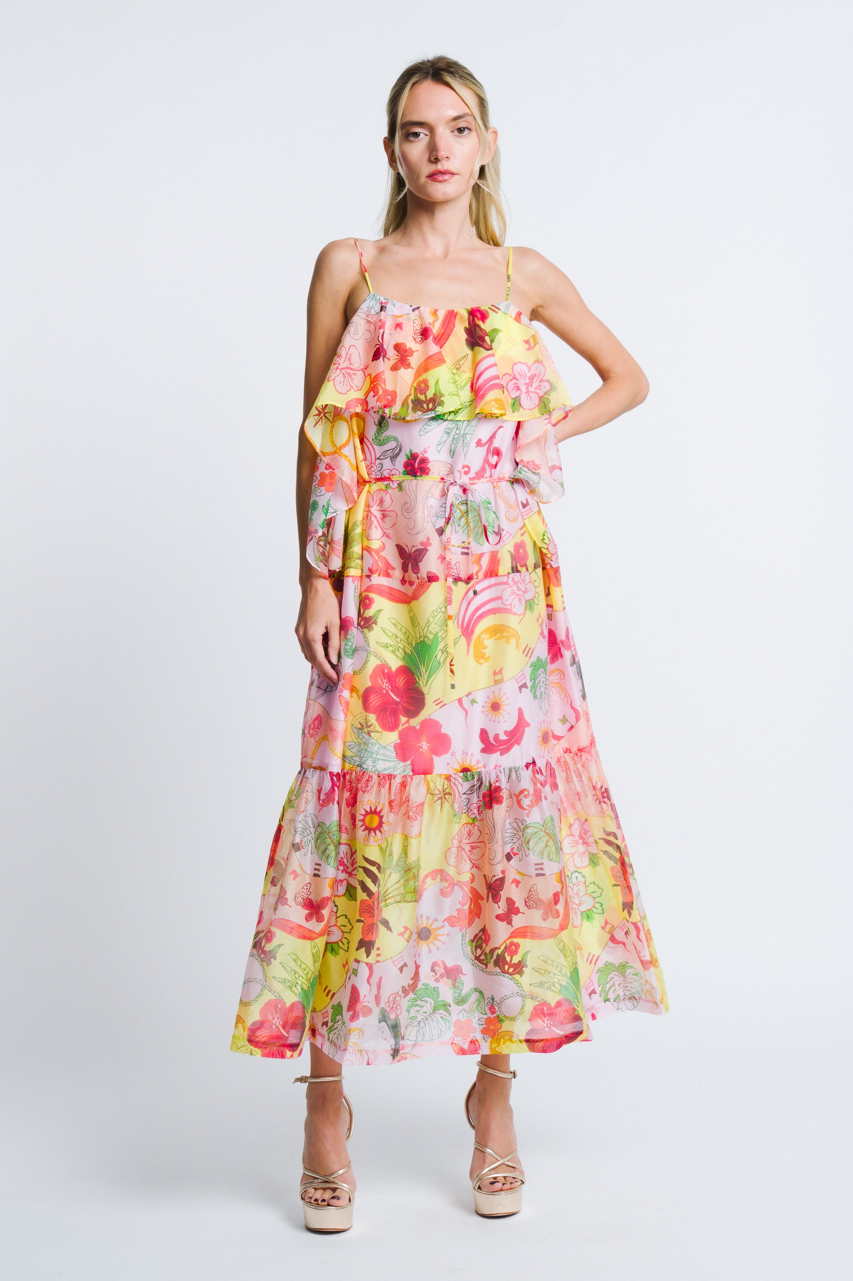 Image of Ellera Floral Print Midi Dress