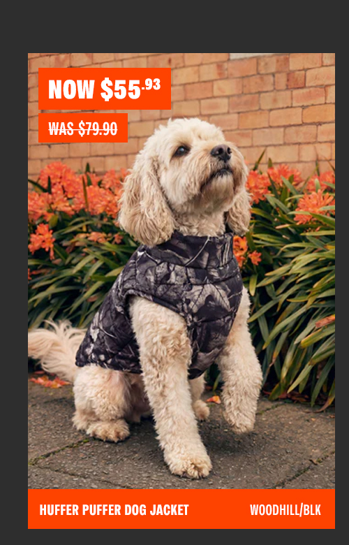 HUFFER PUFFER DOG JACKET WOODHILL/BLK