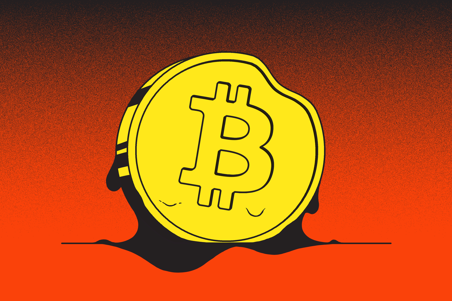 Illustration of bitcoin melting