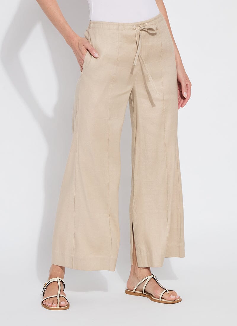 Image of Nixie Drawstring Linen Wide Leg Pant (27" Inseam)