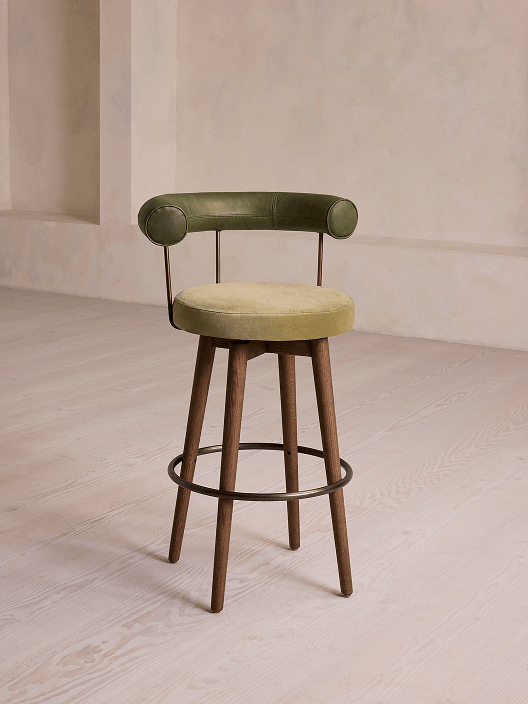 Calvert Barstool, Leather & Velvet