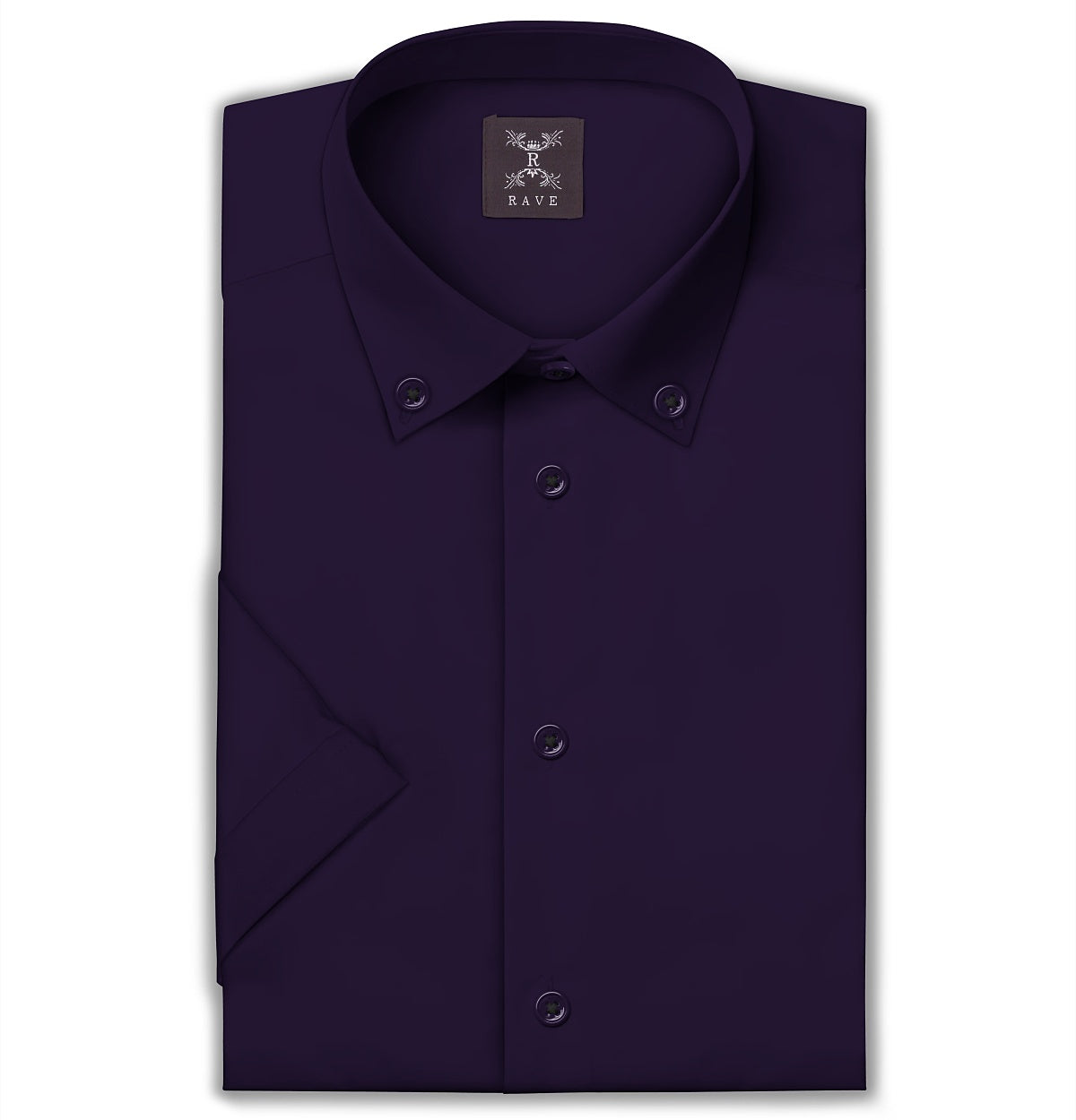 Image of Wrinkle-Resistant - Button-Down Collar - Short Sleeve - Deep Purple