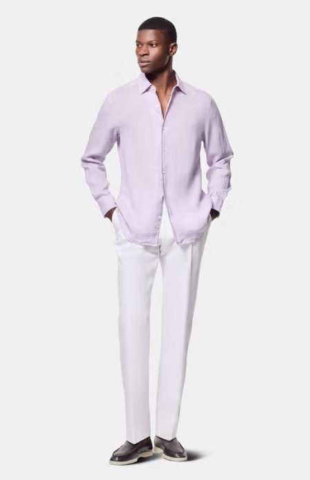 Slim Fit Lilac Linen Shirt