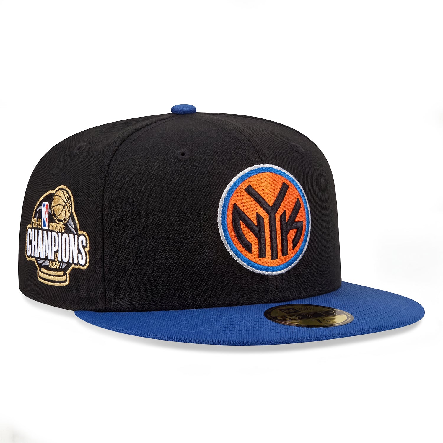 Image of Pre-Order New Era 59Fifty New York Knicks 2026 NBA Champions Patch Token Hat - Black, Royal